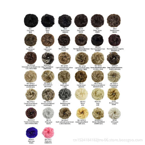 Women and Girls Curly Scrunchie Chignon Hair Bun With Rubber Band Synthetic Hair Ring Wrap On Messy Hair Bun Ponytails